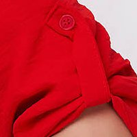Bluza dama rosie office asimetrica cu croi larg din georgette cu decolteu petrecut