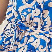 Midi harang elől megköthető ruha szaténból absztrakt mintával