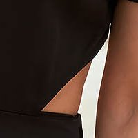 Rochie din material subtire neagra scurta in clos cu elastic in talie si spatele decupat - SunShine