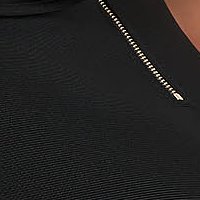 Black Midi Bandage Dress Pencil Type with Ruffles on the Shoulder - SunShine
