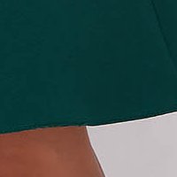 Sötétzöld rövid krepp irodai harang ruha kerekített dekoltázssal
