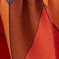 Rövid harang alakú ruha gumirozott derékrésszel absztrakt mintával