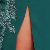 Zöld midi ceruza ruha rugalmas szövetből virágos hímzéssel - StarShinerS