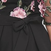 Rochie din voal si dantela in clos asimetric cu flori in relief - StarShinerS