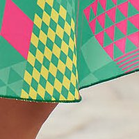 Midi lycra StarShinerS ruha harang alakú gumirozott derékrésszel absztrakt mintával