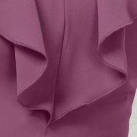 Purple midi pencil dress made of thin material with ruffles - PrettyGirl