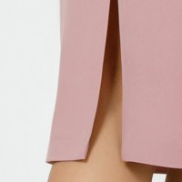 Dusty Pink Pencil Midi Dress made from Thin Material with Ruffles - PrettyGirl
