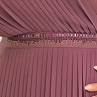 Purple dress midi straight pleated elastic cloth from veil fabric