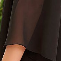 Elegáns ruha fekete midi egyenes muszlin gyöngy és strassz köves díszítéssel