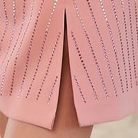 Elegáns ruha pink midi ceruza elöl felsliccelt csillogó kiegészítőkkel rugalmas szövetből