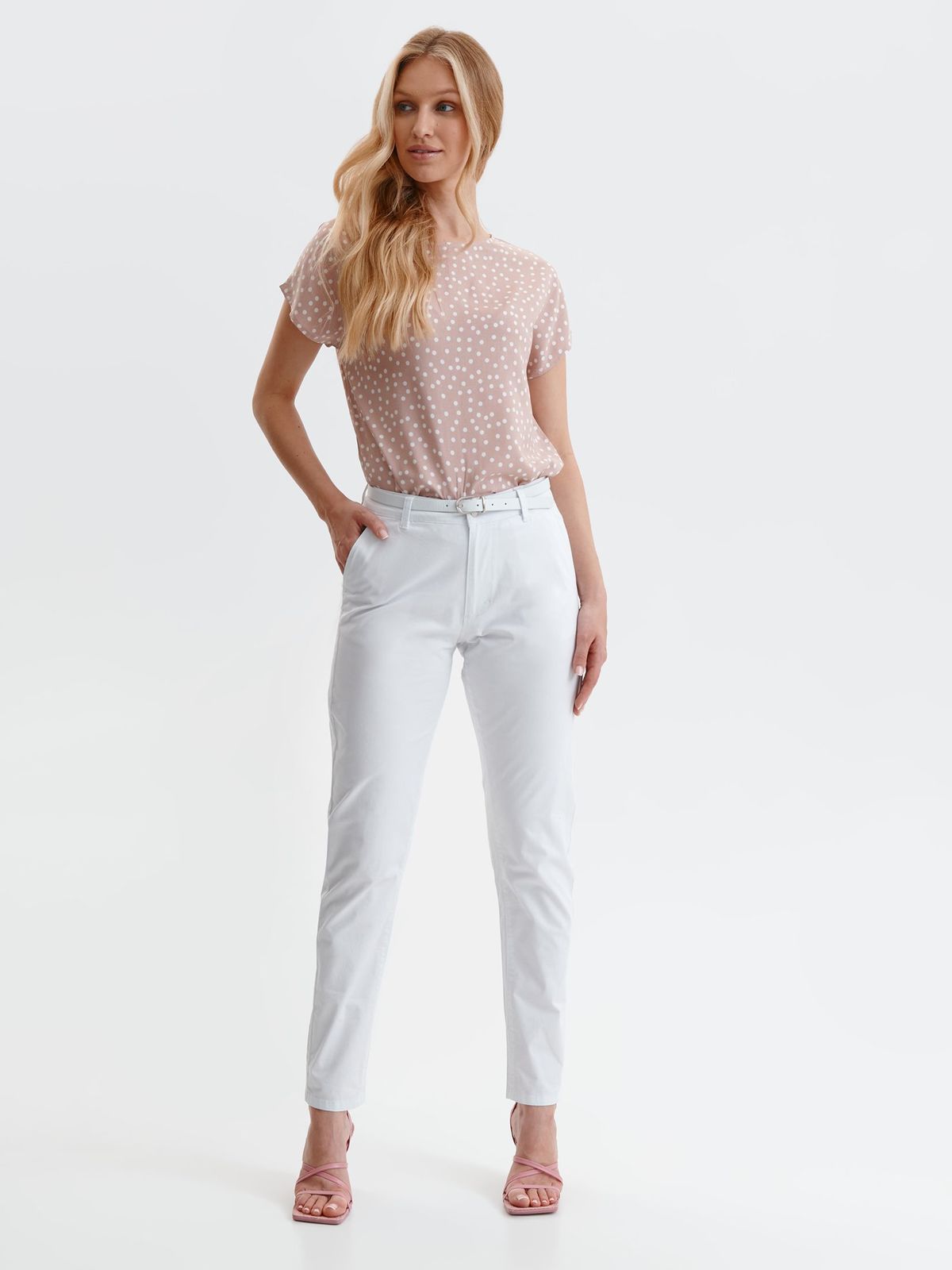 White trousers casual conical medium waist lateral pockets