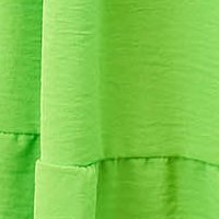 Vékony anyagú bő szabású midi ruha - világoszöld, fodros ujjakkal és fodrokkal a ruha alján