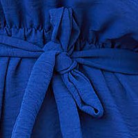 Georgette rövid harang ruha - kék, gumirozott derékrésszel és övvel ellátva