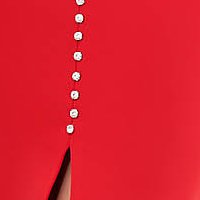 Elegáns ruha világos piros midi ceruza scuba, modern neoprénből származó anyagól, strassz köves díszítéssel