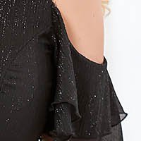 Black veil midi dress in a-line with glitter applications - StarShinerS