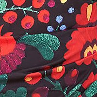 Ceruza ruha StarShinerS rövid lycra virág mintával derekvonalon rakott