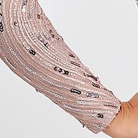 Long Sequin Cream Pencil Dress with Wrapped Neckline - StarShinerS