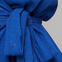 Kék harang midi átlapolt muszlin StarShinerS ruha csillogó díszítésekkel