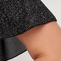 Fekete harang midi átlapolt muszlin StarShinerS ruha csillogó díszítésekkel