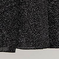 Fekete harang midi átlapolt muszlin StarShinerS ruha csillogó díszítésekkel