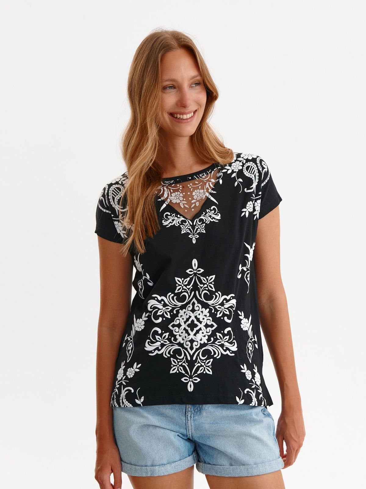 Black t-shirt cotton abstract