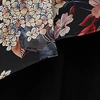 Muszlin midi virágmintás ruha harang alakú gumirozott derékrésszel