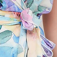 StarShinerS midi virágmintás átlapolt harang ruha vékony anyagból