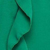 Zöld rövid harang alakú georgette ruha gumirozott derékrésszel öv típusú kiegészítővel