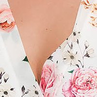 Muszlin rövid virágmintás ruha harang alakú gumirozott derékrésszel