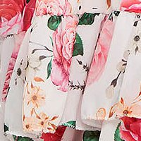 Muszlin rövid virágmintás ruha harang alakú gumirozott derékrésszel