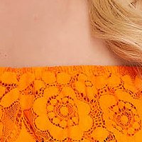 Narancssárga a-vonalú rövid csipkés pamutból készült ruha