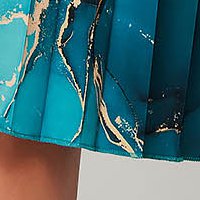 Rochie plisata din georgette midi in clos cu imprimeu abstract - Lady Pandora