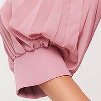 Púder rózsaszínű midi muszlin harang rakott ruha öv típusú kiegészítővel