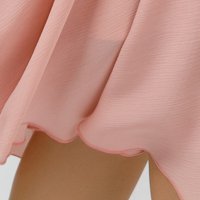 Rochie din voal roz-deschis midi in clos accesorizata cu o catarama cu pietre strass - PrettyGirl