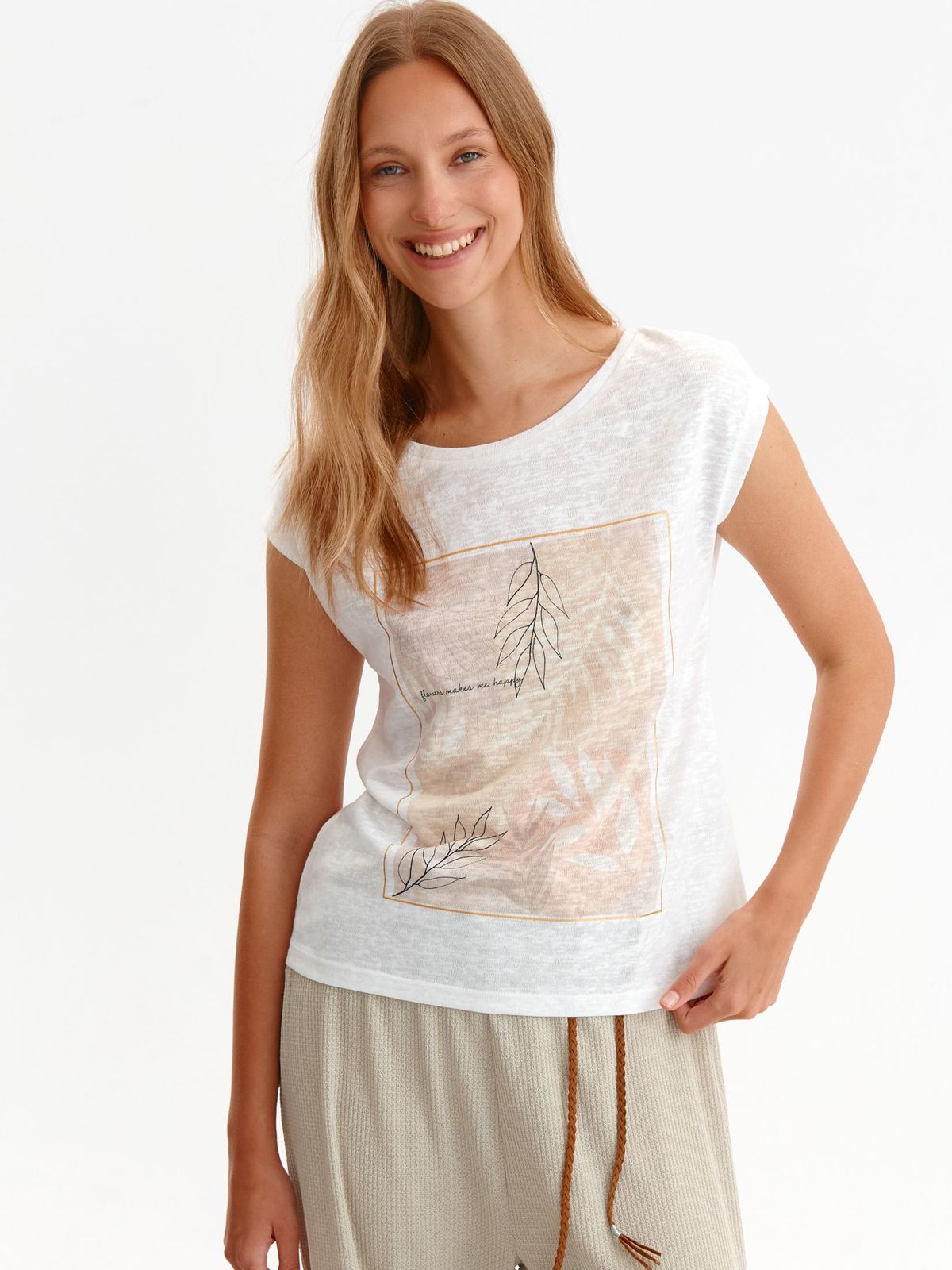White t-shirt thin fabric loose fit abstract