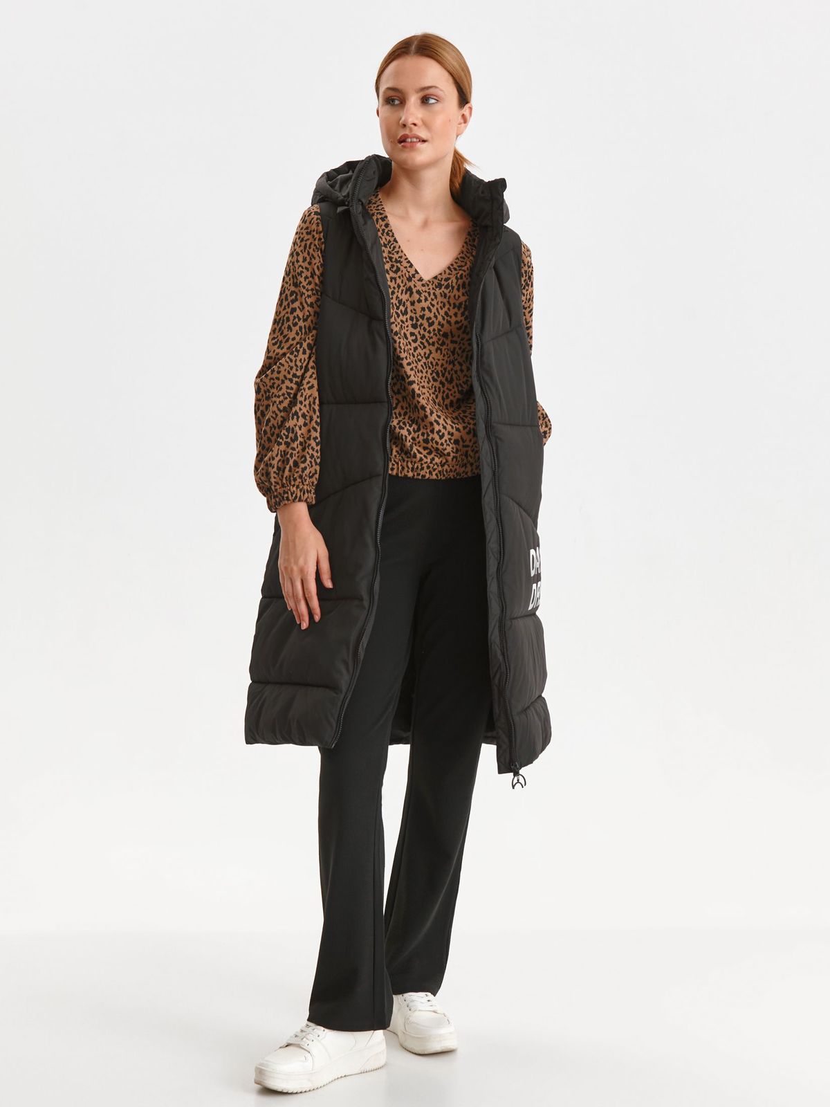 Black gilet from slicker with pockets