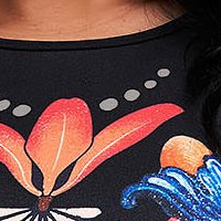 Bluza dama din crep neagra cu maneci din voal si imprimeu digital - StarShinerS