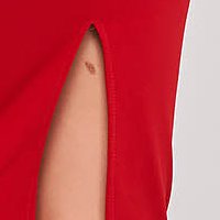 Rochie din crep rosie midi tip creion cu decolteu rotunjit la spate - StarShinerS