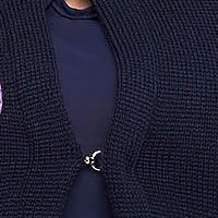 Cardigan din bumbac tricotat bleumarin cu maneci clopot - Lady Pandora