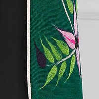 Kötött kardigán - zöld virágos mintával, elől összekapcsolható
