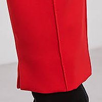 Red tapered trousers made of slightly elastic fabric with high waist accessorized with a buckle - StarShinerS