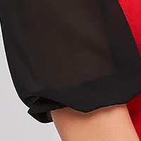 Bluza dama din voal si georgette neagra cu croi larg si imprimeu digital - StarShinerS