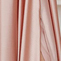 Púder rózsaszínű hosszú alkalmi harang taft ruha 3d virágos díszítéssel