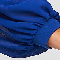 Kék szűk szabású krepp női blúz muszlin ujjakkal - StarShinerS