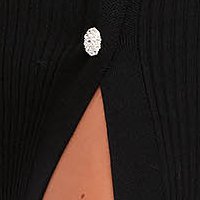 Rochie din tricot reiat neagra midi tip creion cu pene - SunShine
