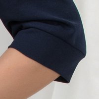 Dark Blue Elastic Fabric Short Pencil Dress with Material Folds and Crossover Neckline - PrettyGirl
