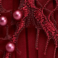 Burgundy dress midi straight laced with pearls