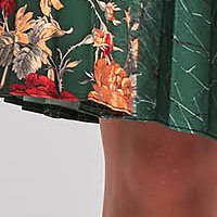 Rochie plisata din stofa elastica midi in clos cu maneci din voal