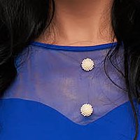 Kék rövid bő szabású ruha rugalmas szövetből dekoratív gombokkal - StarShinerS