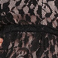 Fekete midi aszimetrikus harang ruha csipkés anyagból pillangó típusú ujjakkal - StarShinerS